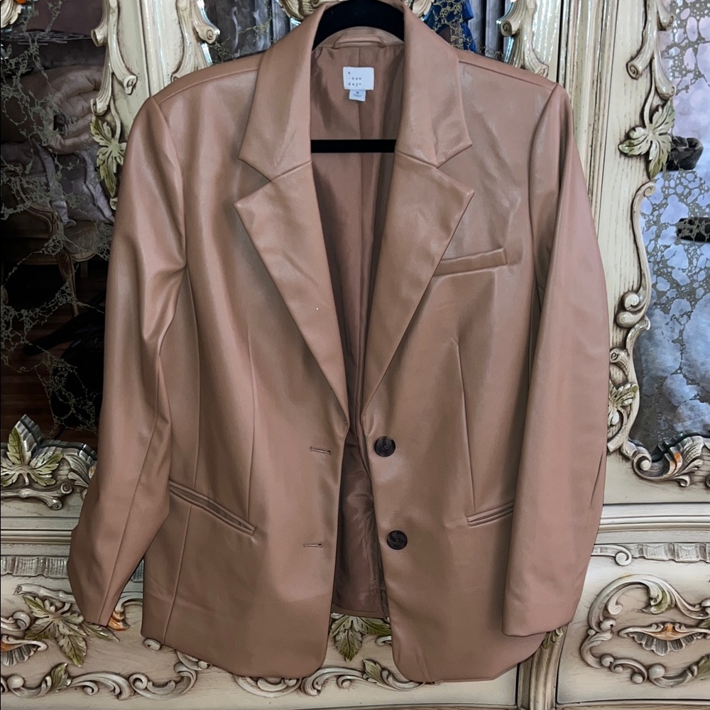 a new day Tan Faux Leather Blazer